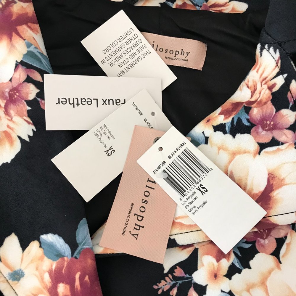 Philosophy Faux Leather Floral Jacket | Black/Floral | X-Small - Picture 12 of 15